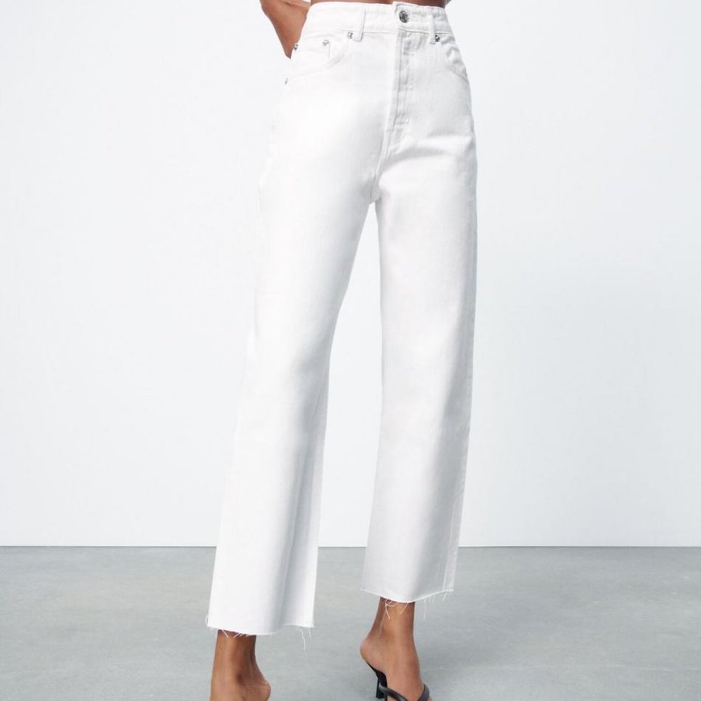 ZARA White Straight Leg Jeans